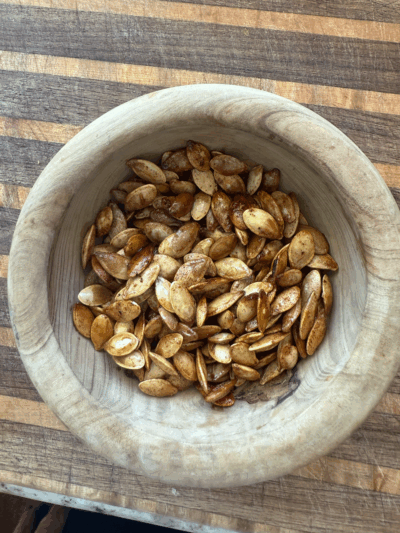 Cinnamon Sugar Cookie Roasted Pumpkin Seeds