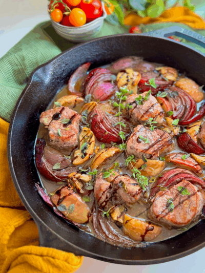Autumn Harvest Pork Medallions with Roasted Apples & Onions