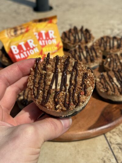 frozen chocolate peanut butter protein pie bites