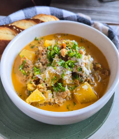 Sausage & Tater Soup for 2