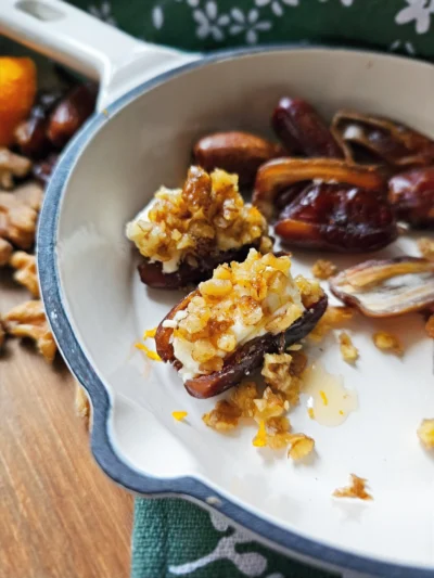 Baked Stuffed Dates with Orange-Walnut Topping