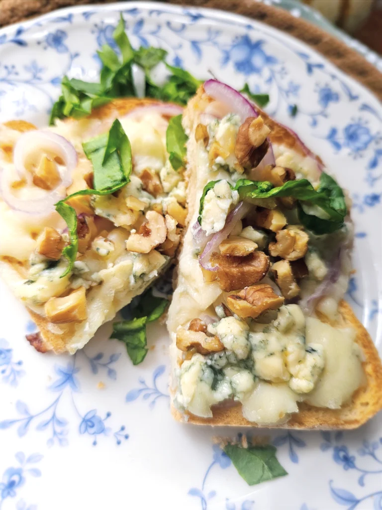 Blue Cheese Walnut Toast (Low Carb) by Debbie Kotchey - FoodSocial