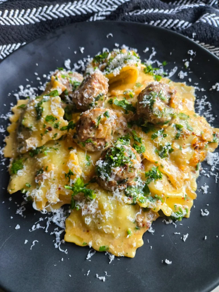Meow Ravioli Creamy Ravioli & Meatballs by the_happy_veg - FoodSocial