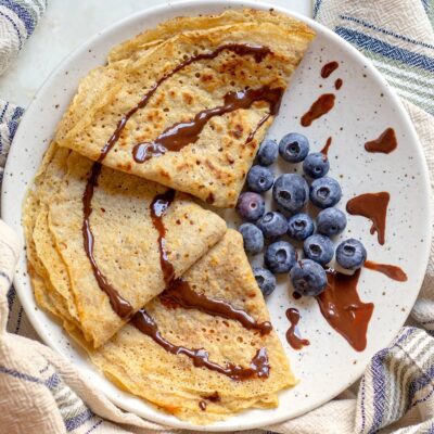 Easy Whole-Wheat Crepes without Sugar (with Coconut Oil)
