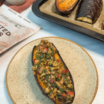 Eggplant with Strawberry Walnut Relish