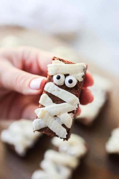 Easy Gluten-Free Fudgy Mummy Brownies for Halloween