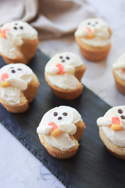 Gluten-Free Vanilla Ghost Cupcakes for Halloween (Super Fluffy Cupcakes!)