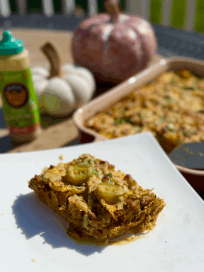 chipotle pumpkin chicken enchilada lasagna