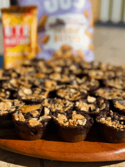 peanut butter pretzel protein brownie bites