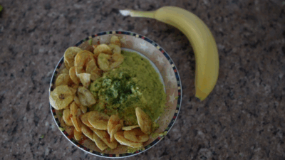 Chips’n Dip: Creamy Guac w/Parsley and Plantain Chips