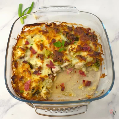 Cottage Cheese Chicken Bacon Ranch Casserole (Gluten Free, High Protein, Keto)