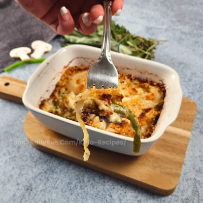 Cheesy Green Bean and Mushroom Casserole (Gluten Free & Keto)