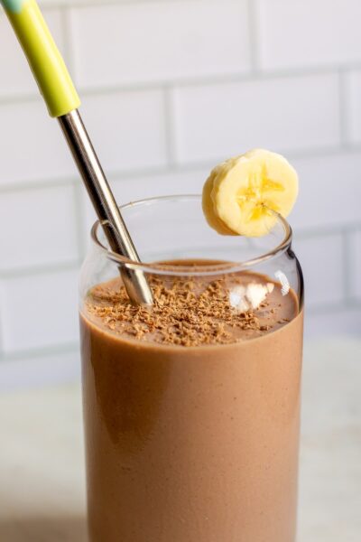 Strawberry Banana Chocolate Smoothie with Greek Yogurt