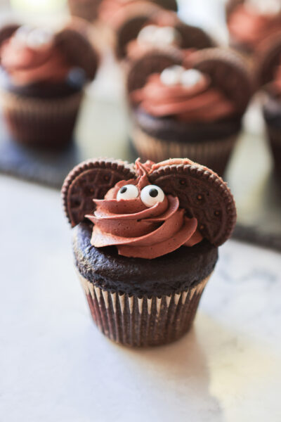 Easy Gluten-Free Chocolate “Bat” Cupcakes for Halloween (Super Fluffy Cupcakes!)