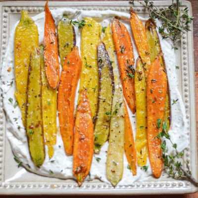 Roasted Carrots With Honey & Horseradish Crème Fraîche