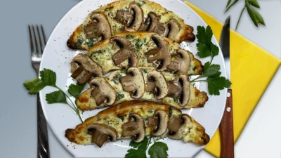 Croissants with Cheese, Mushrooms, and Garlic