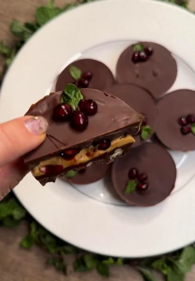 Dark Chocolate Pomegranate Peanut Butter Cups