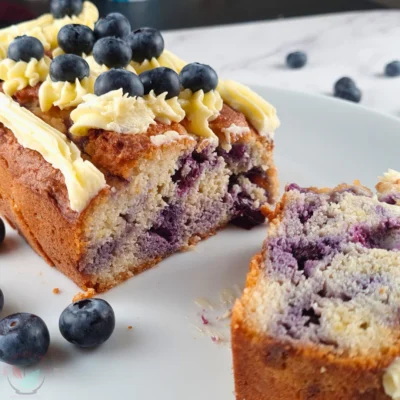 Keto Blueberry Pound Cake with Keto Frosting (Gluten Free & Sugar Free)