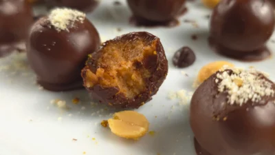 Chocolate Peanut Butter Cottage Cheese Bonbons (High Protein Low Carb)