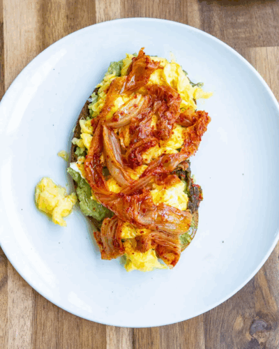 Kimchi Avocado Toast with Egg