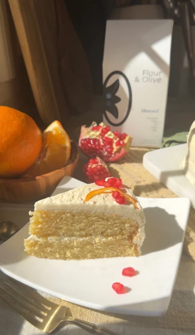 Afghan Saffron Cake with Orange Blossom Cream