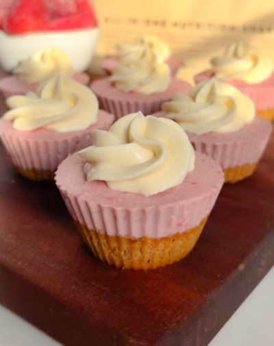 Mini vegan strawberry cheesecakes