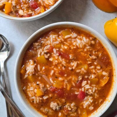 Easy Stuffed Pepper Soup (Gluten Free, One Pot)