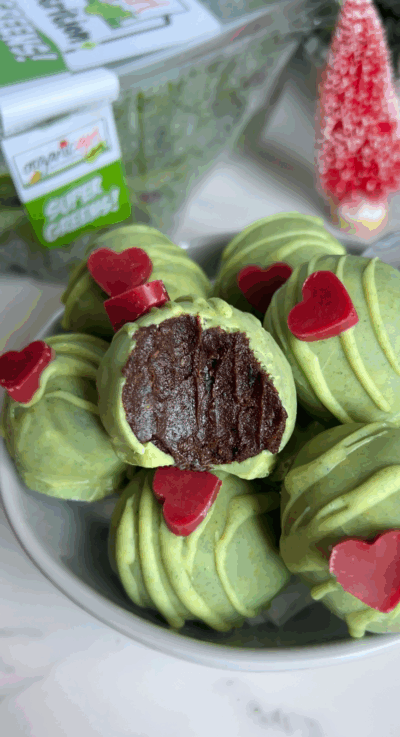Secretly Healthy Grinch Brownie Bites