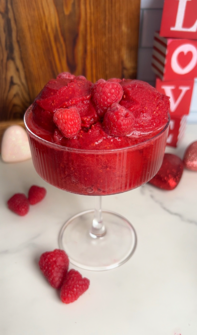 Raspberry sorbet floats
