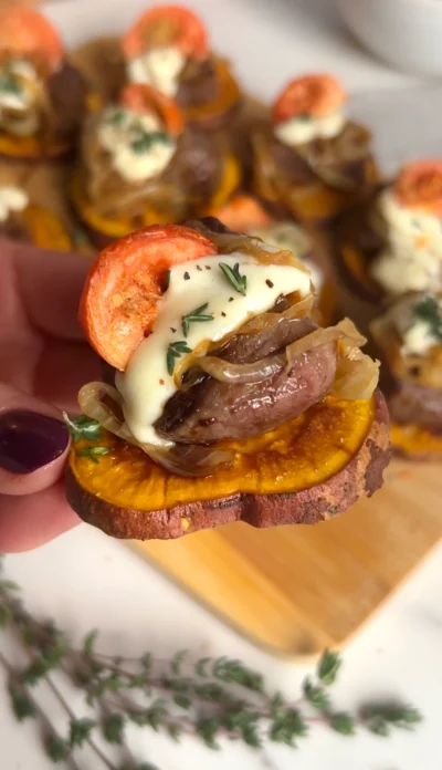 Sweet Potato Beef Sliders with Parmesan Cream Sauce