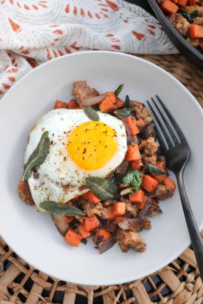 Sweet Potato Breakfast Hash with Sausage and Sage