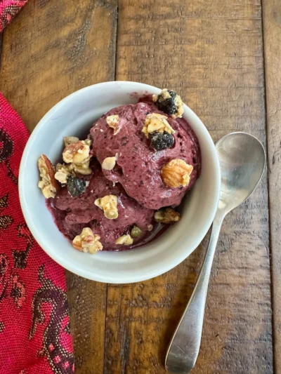 Instant Blueberry Ice Cream with Lemon Blueberry Granola