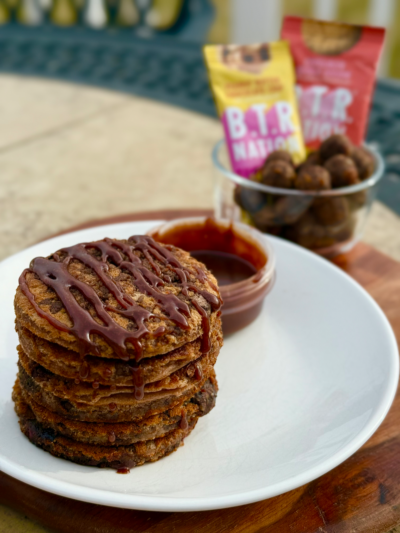 chocolate chip cookie dough streusel protein pancakes
