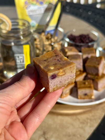 lemon blueberry cheesecake miso brown butter protein blondies