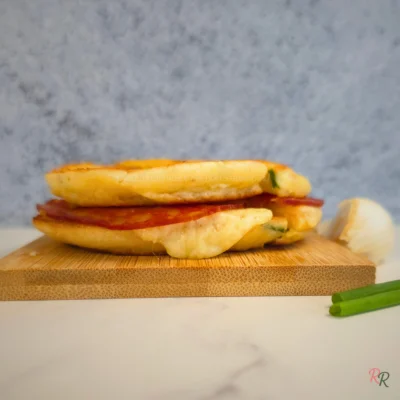 Mini Savory Cottage Cheese Pancake Sandwiches (Keto, Low Carb, High Protein)