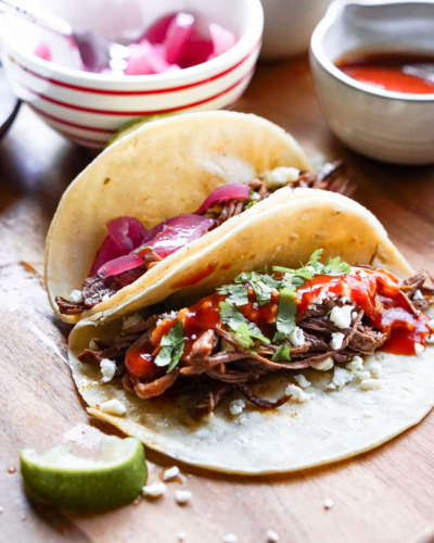 Brisket Tacos With Simple Toppings (Crockpot)