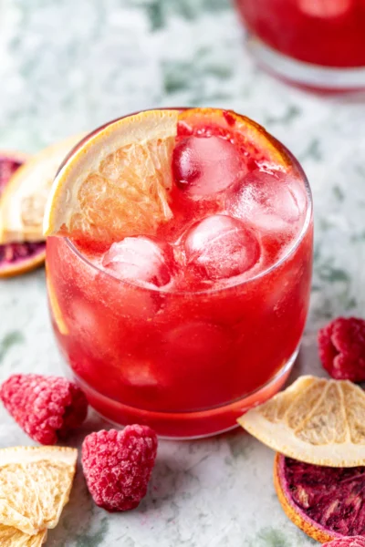 Sparkling Raspberry Shrub Grapefruit Mocktail