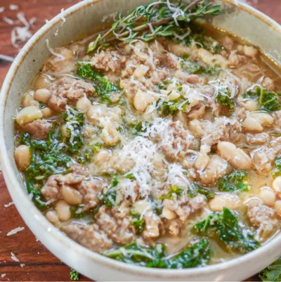 Turkey Sausage and White Bean Soup With Parmesan