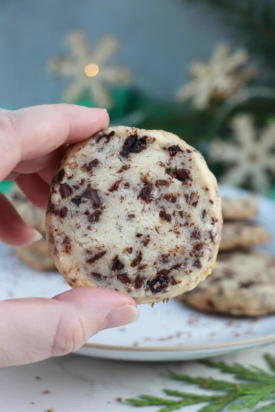 Almond Shortbread Cookies with Chocolate and Cherries