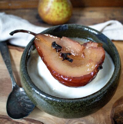 Stewed Bosc Pears with Cloves and Vanilla
