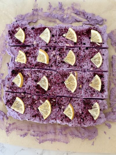 Lemon Blueberry No-Bake Cheesecake Bars (Gluten-Free)