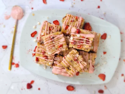 Strawberries and Cream Blondies (Vegan)