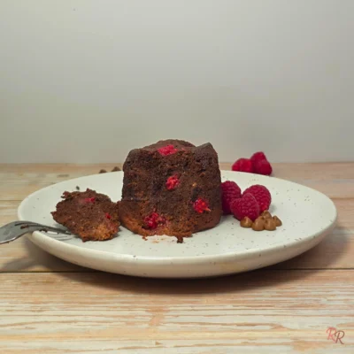 High Protein Keto Raspberry Chocolate Cottage Cheese Mug Cake