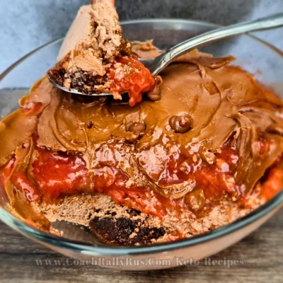 4 Layers Keto Mug Cheesecake Chocolate with Strawberry Jam