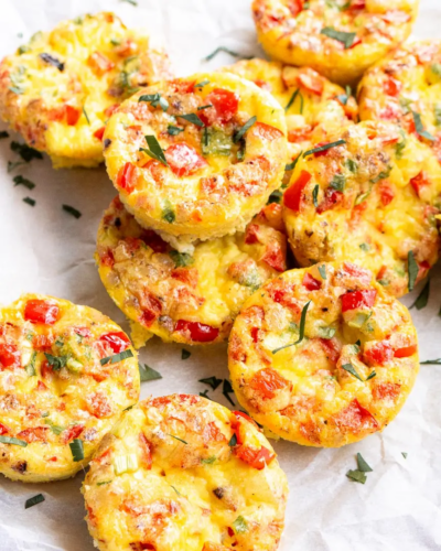 Savory Egg Bites with Pancetta, Red Pepper & Mozzarella
