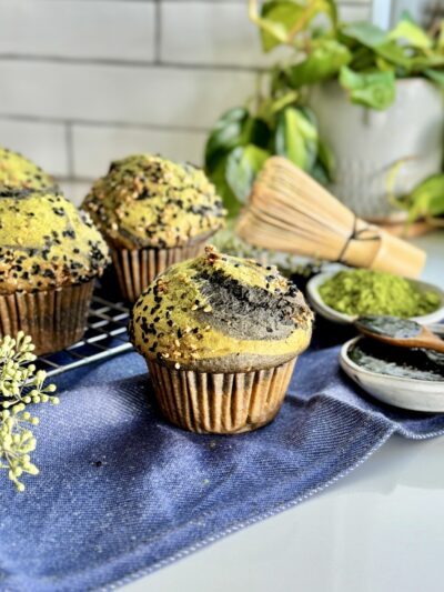 Black Sesame Matcha Muffins