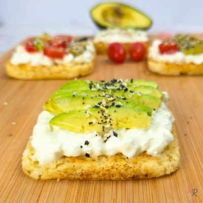 High Protein Avocado Cottage Cheese Toast on Keto Cottage Cheese Mug Bread