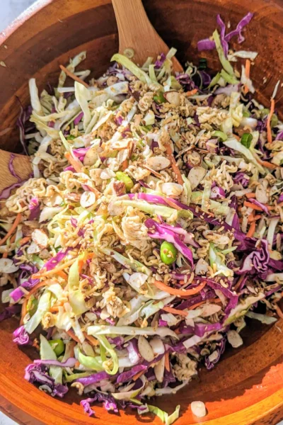 Crunchy Cabbage Salad with Crispy Ramen Topping