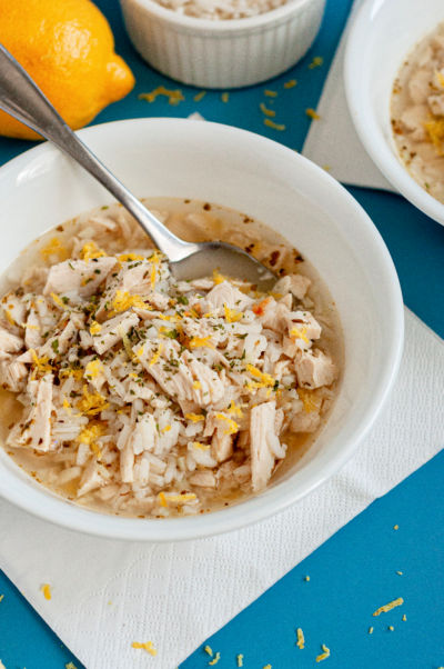 Lemon Chicken & Cauliflower Rice Soup