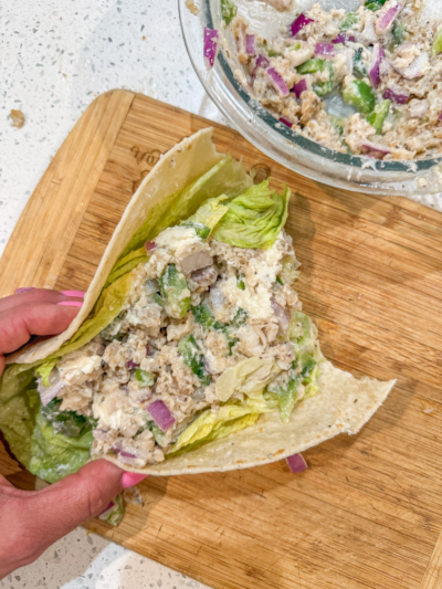 Fish Stick Greek Salad Wrap